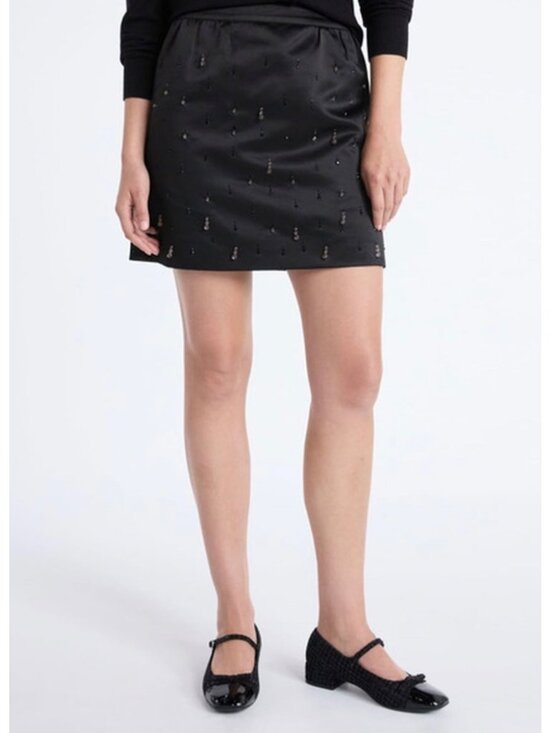 Free Assembly Dresses & Skirts - Free Assembly Womens Black Embellished Mini Skirt Size 16 With Beaded Details